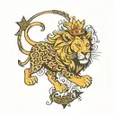 check lion and crown adorned tattoo design idea