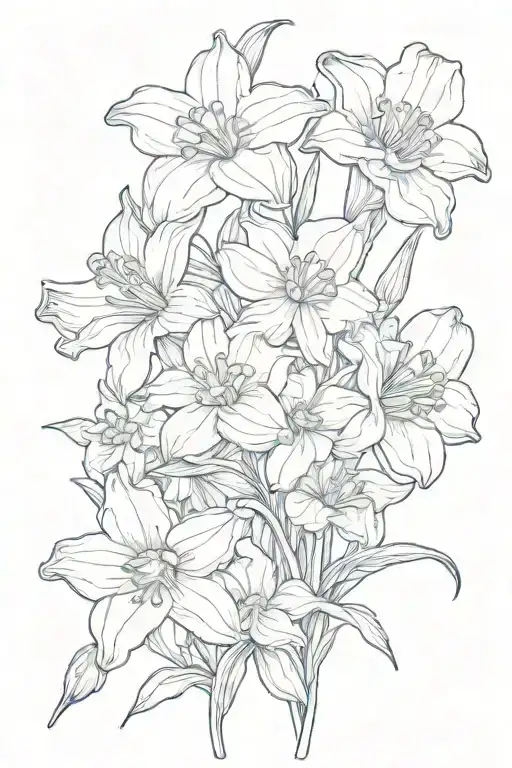 a bouquet of these flowers daisies, narcissus, daffodils, morning glory tattoo design idea