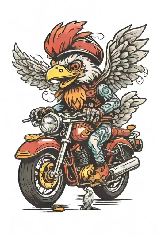 motorcycle baby chicken wing tattoo design idea