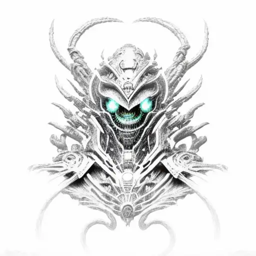 Zagara from StarCraft 2 Universe. Outline of her face. Black and White, simple, a bit of cybersigilism.  tattoo design idea
