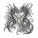 dragon n phoenix rising from the ashes tattoo design idea