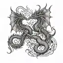 dragon n phoenix rising from the ashes tattoo design idea