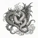 dragon n phoenix rising from the ashes tattoo design idea