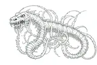  undead centipede warped on the collar bone with a fine point and sketch style tattoo design idea