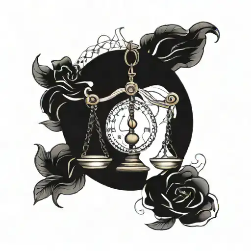 Libra scales intertwined with Aphrodite's iconic symbols, creating a unique fusion design tattoo design idea