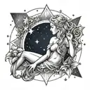 Aphrodite surrounded by Libra constellation stars tattoo design idea
