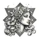 Aphrodite surrounded by Libra constellation stars tattoo design idea