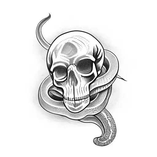 snake through skull tattoo design idea