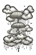 clouds rain falling tattoo design idea