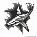 Polynesia shark tooth sleeve from fingers to neck tattoo design idea