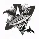 Polynesia shark tooth sleeve from fingers to neck tattoo design idea