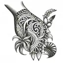 Polynesia loop sleeve from fingers to neck tattoo design idea