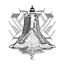 Mountain Ocean Lighthouse tattoo design idea