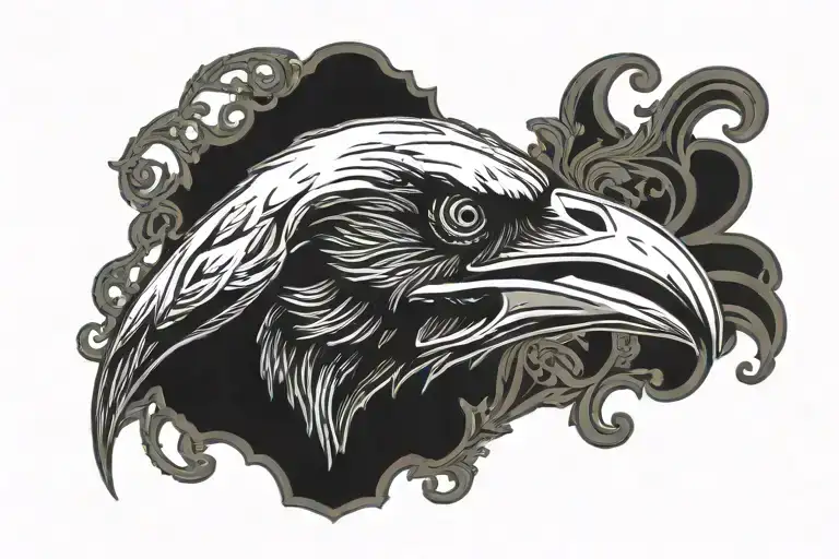 baltimore raven skull tattoo design idea