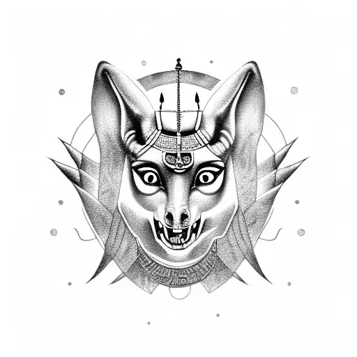 Anubis , eye of Horus , smile now cry later , woman  tattoo design idea