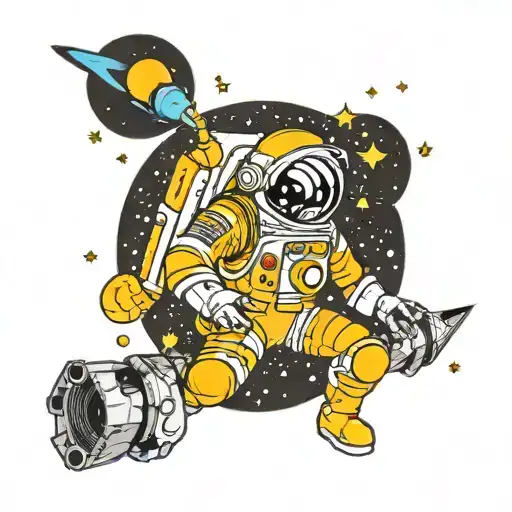 spaceman with swag type fashion tattoo design idea