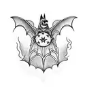 neotraditional bat with lace wings, chest piece tattoo design idea