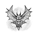neotraditional bat with lace wings, chest piece tattoo design idea