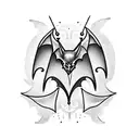 neotraditional bat with lace wings, chest piece tattoo design idea