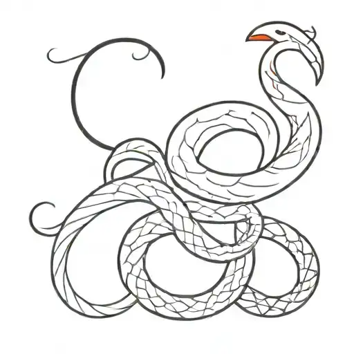 Year of the snake and pisces  tattoo design idea