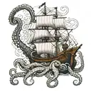 Kraken pulling a ship tattoo design idea