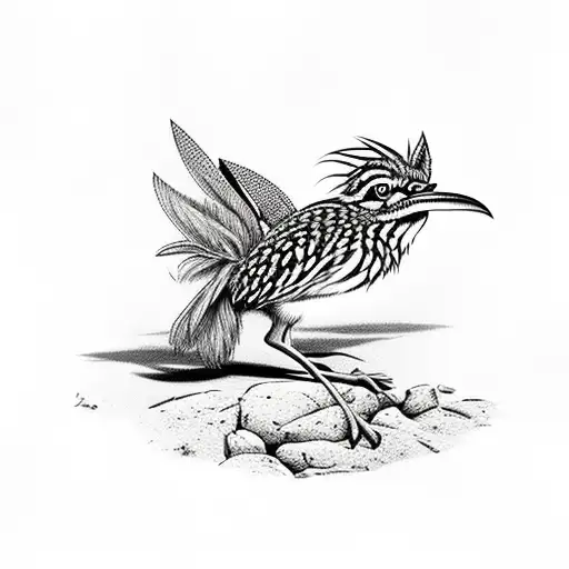 road runner in front of a Joshua tree tattoo design idea