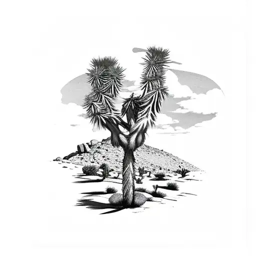 road runner with joshua tree in background tattoo design idea