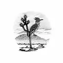 road runner in front of a Joshua tree tattoo design idea