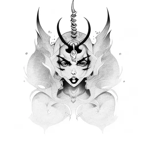 demon girl tattoo design idea