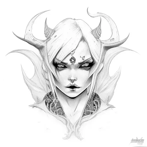 demon girl tattoo design idea