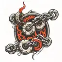 chain links broken tattoo design idea