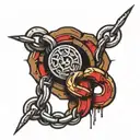 chain links broken tattoo design idea