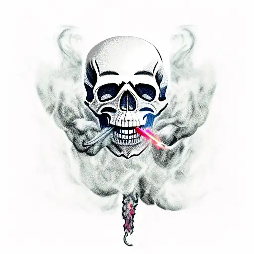 smokey skull cascading smoke out of mouth tattoo design idea