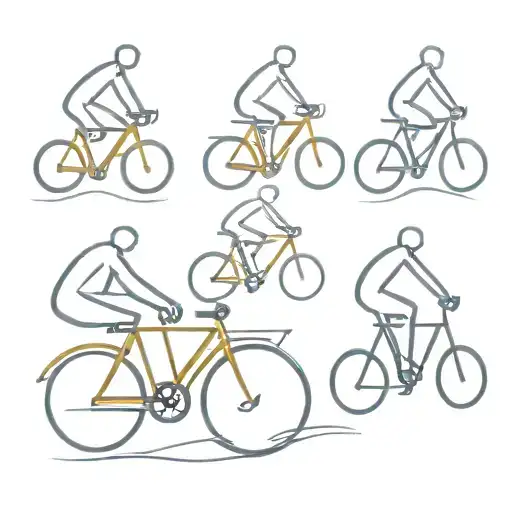 Five stick-figures riding a single bicycle  tattoo design idea