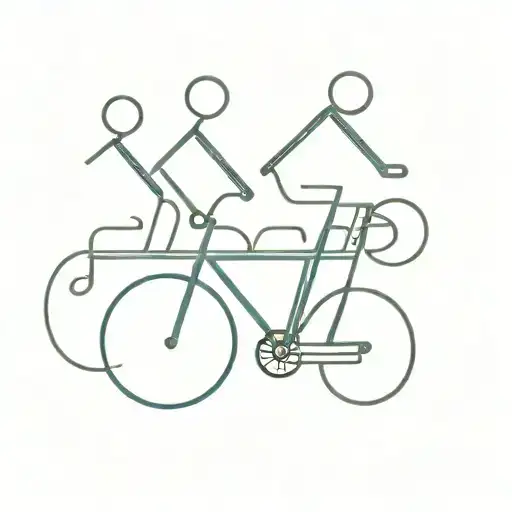 Five stick-figures riding on a single bicycle  tattoo design idea