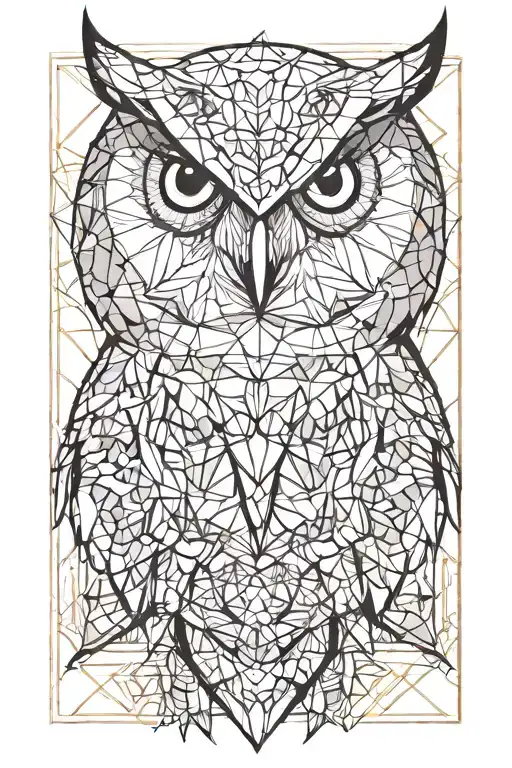 owl geometric design tattoo design idea