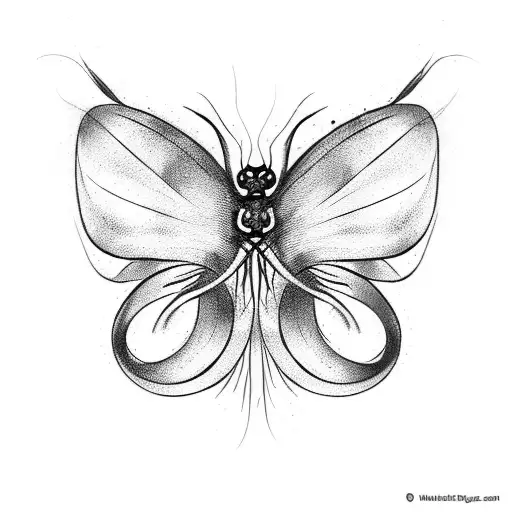 dark butterfly with spider legs tattoo design idea