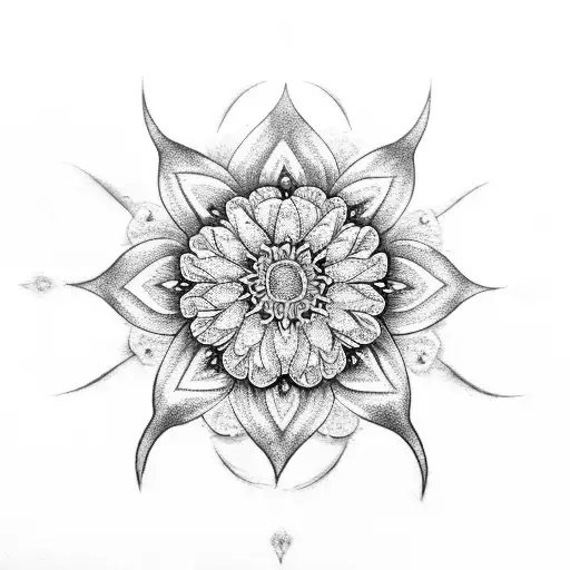 flowers with mandala and butterfly tattoo design idea