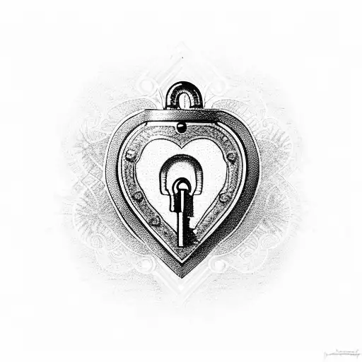 A heart-shaped lock with intricate keyhole designs tattoo design idea