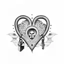 A heart-shaped lock with intricate keyhole designs tattoo design idea