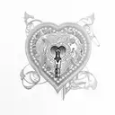 A heart-shaped lock with intricate keyhole designs tattoo design idea