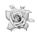 A cross intertwined with a rose vine tattoo design idea