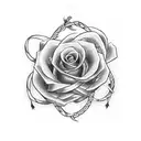 A cross intertwined with a rose vine tattoo design idea