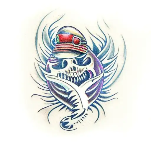 scary fishbones tattoo design idea