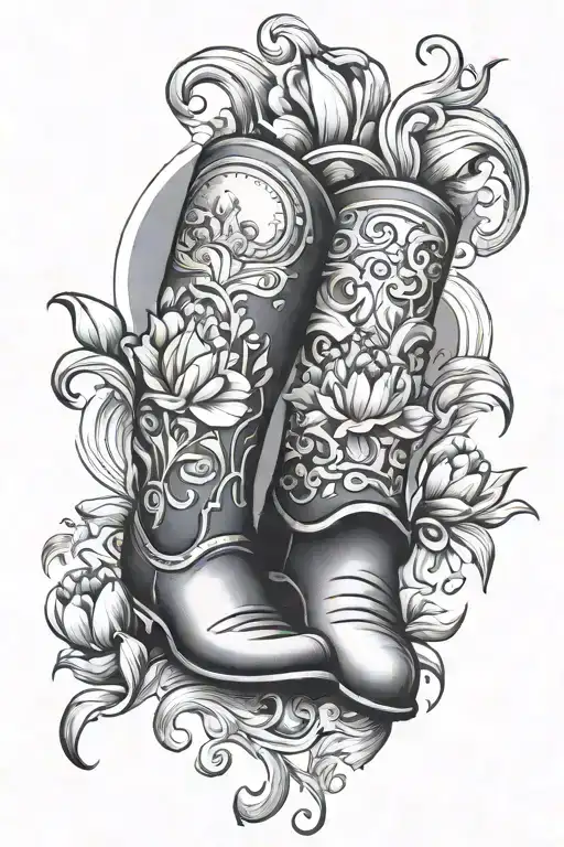 Full black and gray arm tattoo dutch clogs dutch cheese berrie dutch orange tulip in the art style of M C tattoo design idea