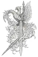 phoenix wrapped around sword tattoo design idea