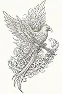 phoenix wrapped around sword tattoo design idea