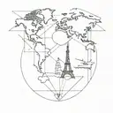 World Travel using symmetry lines tattoo design idea