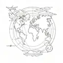 World Travel using symmetry lines tattoo design idea