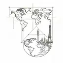 World Travel using symmetry lines tattoo design idea